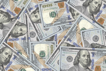 Fototapeta premium US currency. US dollars. Macro view of USA paper money. Close-up USA money. USA baknotes background