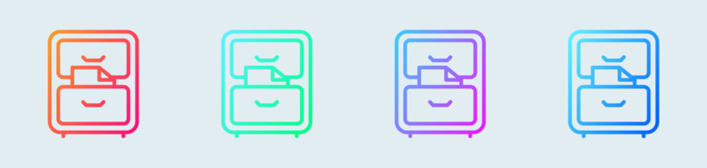 Obraz premium File cabinet line icon in gradient colors. Archive signs vector illustration.