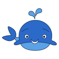 Little blue Whale. Vector illustration for children. Cute cartoon Whale icon.