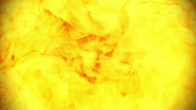 A large wave of blazing fire rises from the ground, spreading to fill the entire frame and then dissipating completely on an alpha channel background.