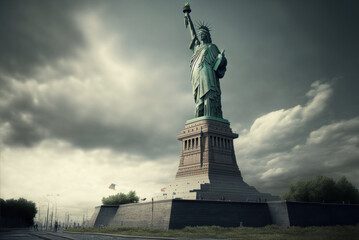 Fototapeta premium statue of liberty, generative ai