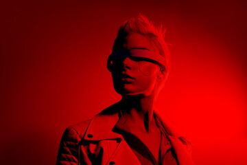 Representation of a bionic super human with advanced technology parts