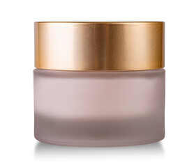 closed womens cosmetics cream isolated on white background