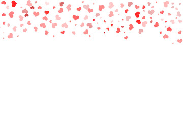 Valentine transparent background with red and pink heart confetti falling. PNG image