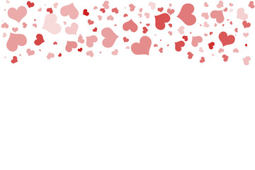 Valentine transparent background with red and pink heart confetti falling. PNG image