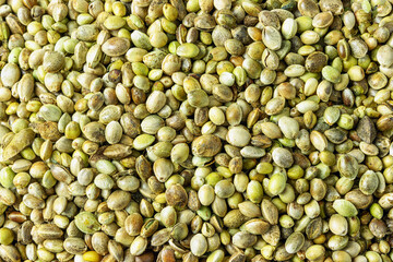 Top view of organic dried hemp seed
