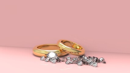 Diamond & wedding rings background concept