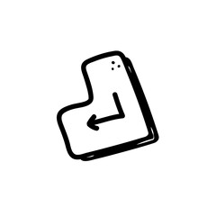 Enter Button Doodle Hand Drawn Sketch Style Illustration Icon