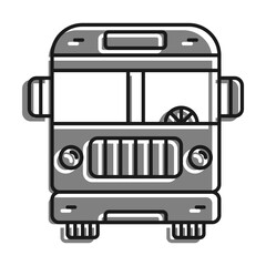 American School Bus. September 1 Is Beginning Of School Year. Linear filled with gray color icon. Simple black and white vector