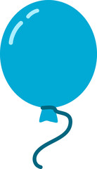 Blue balloon flying celebration and party drawing doodle icon flat vector design