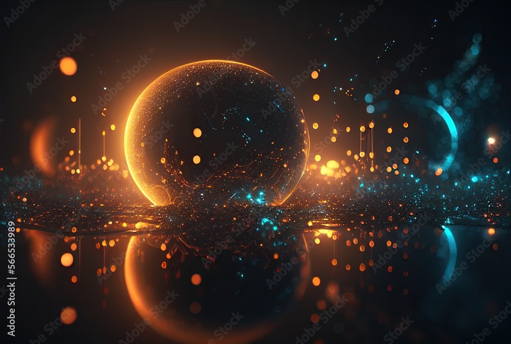 Wall mural abstract background with glowing particles. generative ai