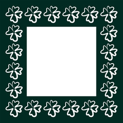 Clover frame St. Patrick's Day. Shamrock decor square. Banner, place for text. Clover sketch brush.