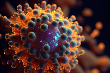 Close-up virus bacteria. Generative AI