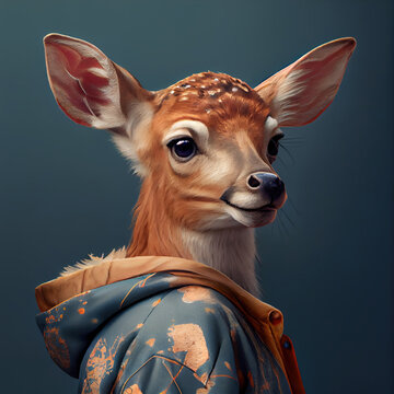 Fawn dressed as a human, Generative AI