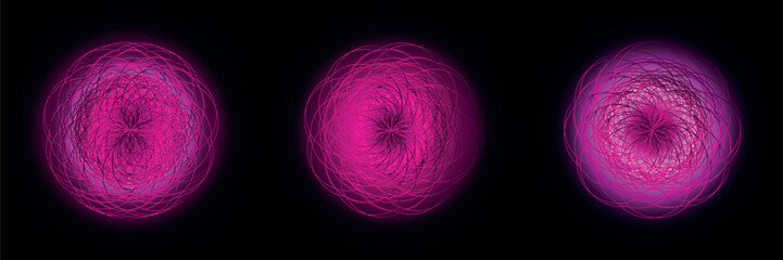 purple flower made of fiber optic wires, abstract volumetric pattern 