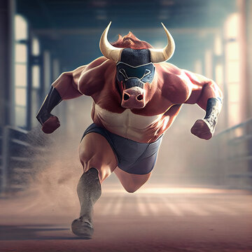 Strong bull as a superhero, Generative AI