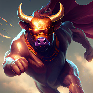 Strong bull as a superhero, Generative AI