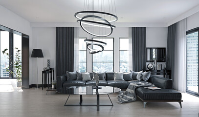 Modern living interior.