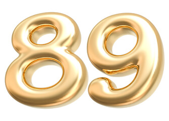 3D Gold Modern Number 89
