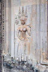 Apsara Dancing Carvings at Angkor Wat. Is the biggest temple complex in the world. Siem Riep. Cambodia