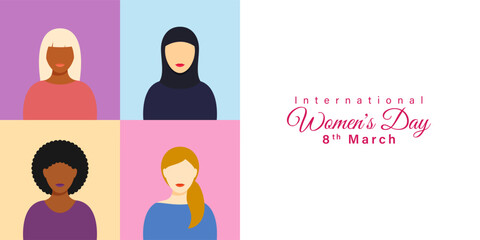 Fototapeta premium Vector illustration for International Women's Day 8 March background