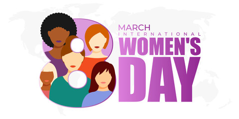 Fototapeta na wymiar Vector illustration for International Women's Day 8 March background
