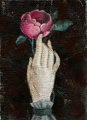 Tuinposter hand with flower. oil painting. illustration © Anna Ismagilova
