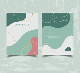 Set of abstract backgrounds with organic flowing shapes and freehand drawn lines. Template for booklet, flyer, cover, magazine, invitation. Vector illustration.