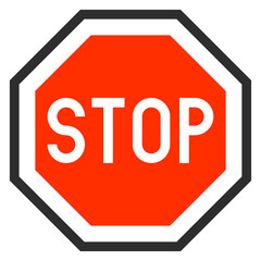 Stop road sign. Red octagon street symbol