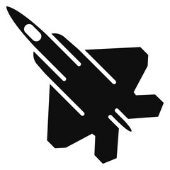 Military plane icon. Black air fighter. War aircraft