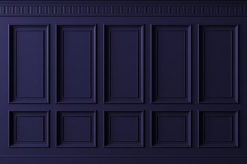 Classic wall with vintage dark blue wood panels