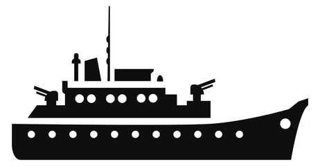 Obraz premium Battleship black icon. Military warship. Armored ship