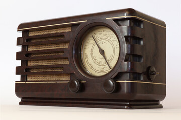 Antikes Radio aus Holz Seitenansicht Nah
