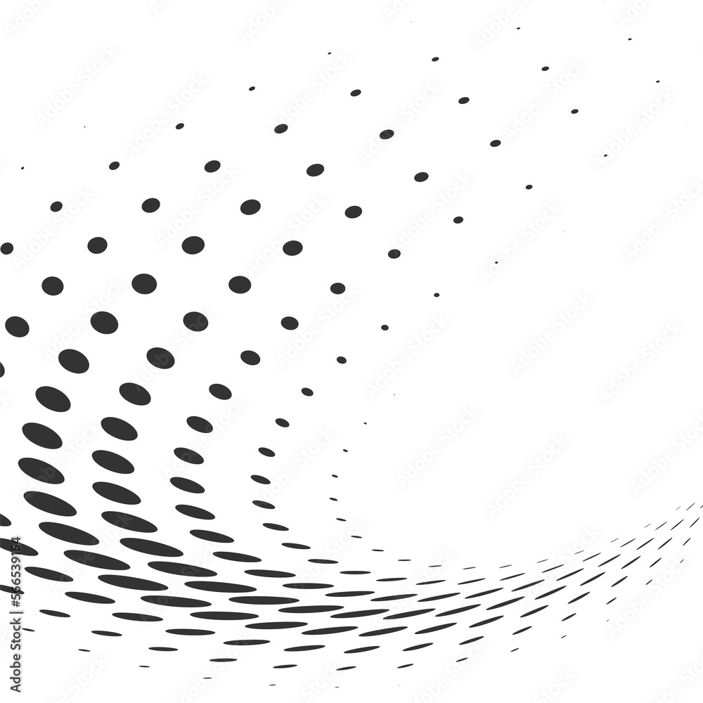 Wall mural round halftone shape. dotted curve. abstract tone