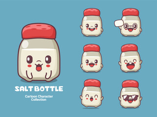 salt bottle cartoon character vector illustration