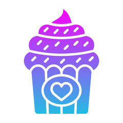Cupcake Glyph Gradient Icon