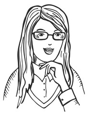 Woman head sketch. Hand drawn female portrait