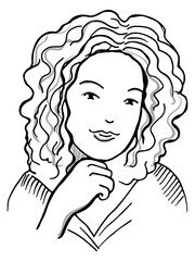 Smiling woman sketch. Pretty person web avatar