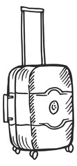 Suitcase sketch. Hand drawn travel bag. Vacation symbol