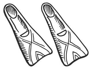 Flippers icon. Hand drawn underwater swimming symbol
