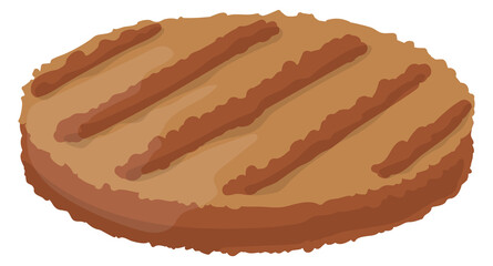 Cutlet icon. Grilled round cartoon meat for burgers