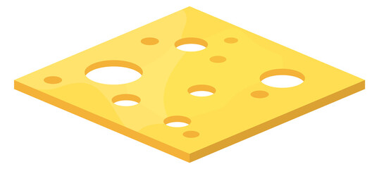 Cheese slice square. Tasty diary product piece