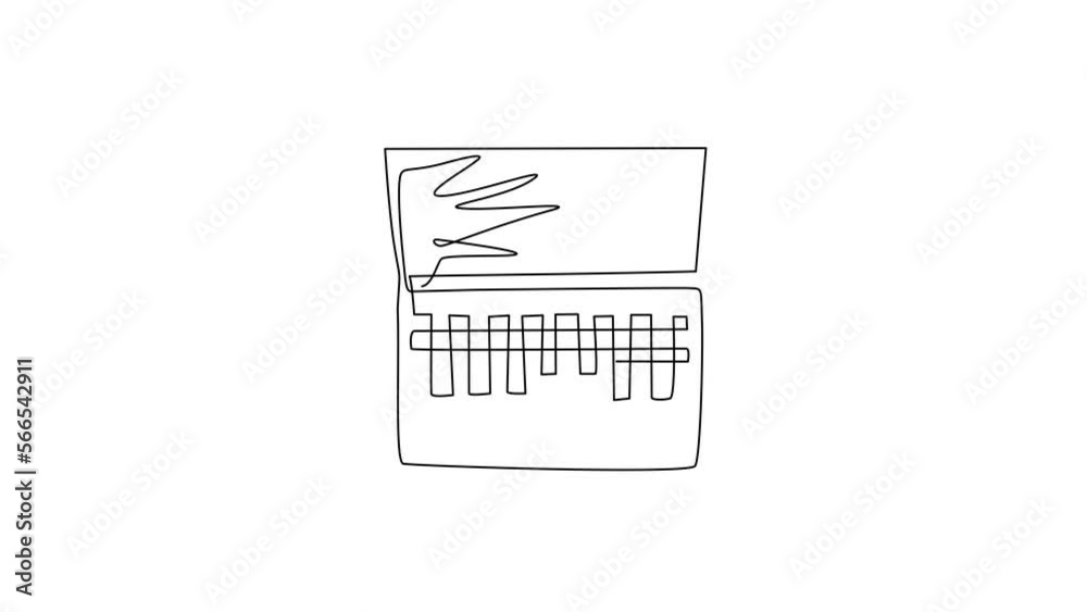 Poster self drawing animation of single one line draw laptop icon logo. laptop modern mockup. blank screen 