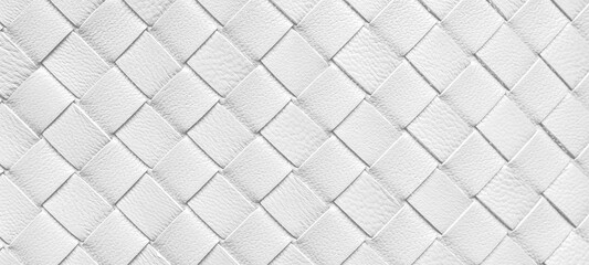 Fototapeta premium White weave leather texture pattern background