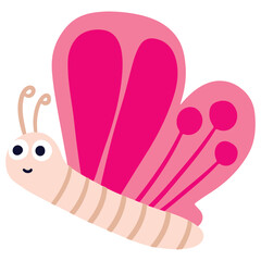 Cute pink butterfly character cartoon