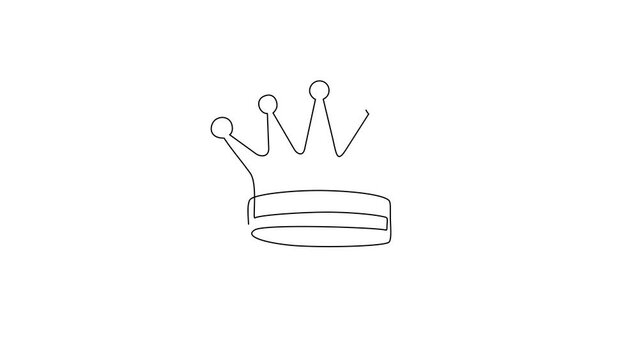 Self drawing animation of single line draw heraldic symbols, royal crown, crown for coat of arms and blazons. Royal, luxury, first class sign. Winner award. Continuous line draw. Full length animated