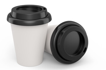 Set of paper coffee cups for cappuccino, americano, espresso, mocha, latte