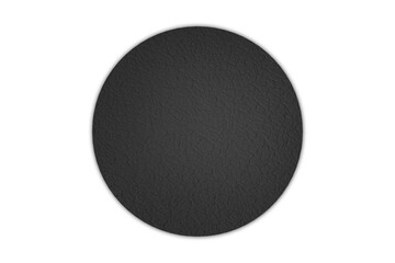 Round black leather table coaster mockup isolated on white. 3d rendering. - obrazy, fototapety, plakaty