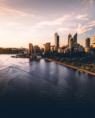 Perth city skyline at sunset