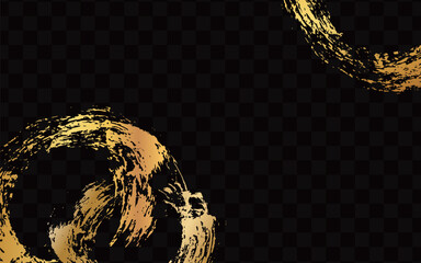黒の格子背景に筆で描かれた金色の円の背景